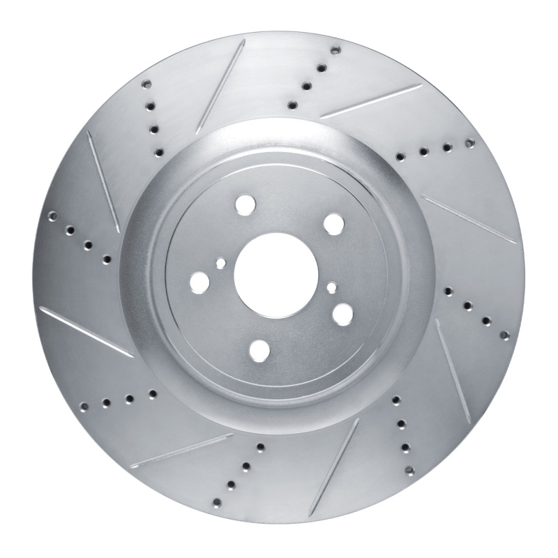 Lexus RC F Brake Rotor (1) - Left Front - R1 Concepts - Drilled & Slotted - Silver - `15-`22